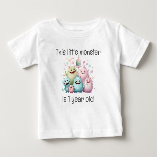 T-shirt Pour Bébé Premier anniversaire de Little Monster (Devant)