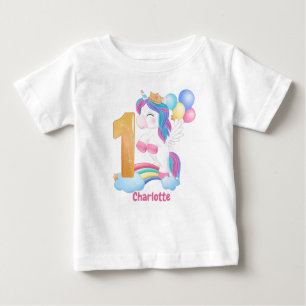 T-shirt Pour Bébé Premier anniversaire de l'Unicorne Rainbow