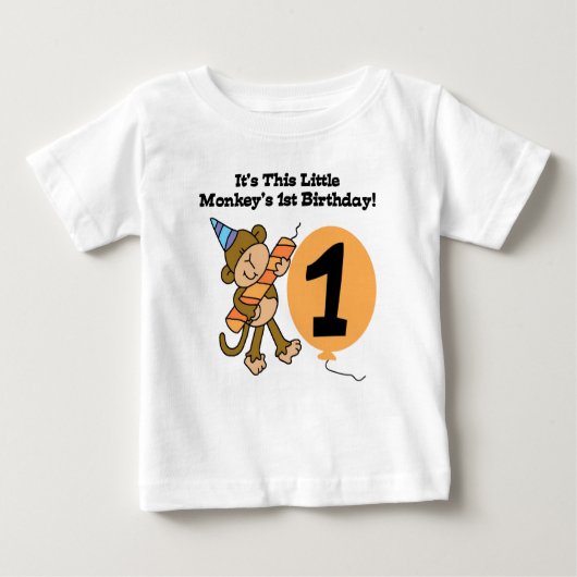 T-shirt Pour Bébé Premier anniversaire de petit singe (Devant)