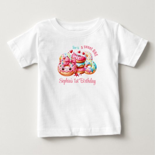 T-shirt Pour Bébé Premier Anniversaire Douce Chère Fille au Nom Mign (Devant)