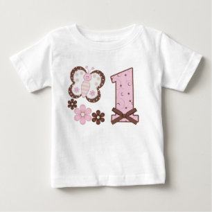 T-shirt Pour Bébé Premier anniversaire du papillon rose