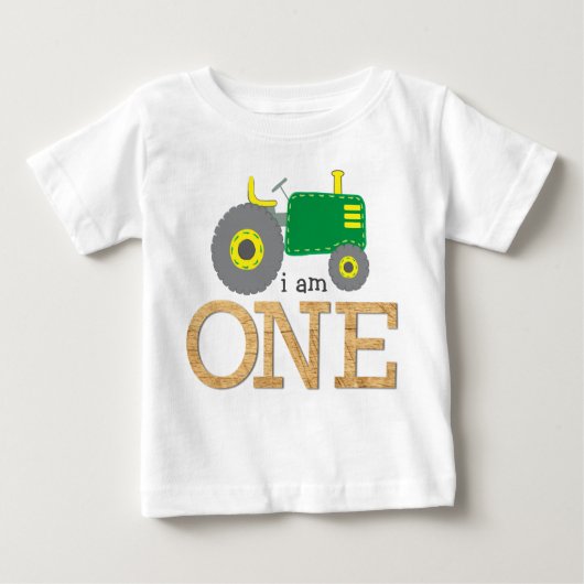 T-shirt Pour Bébé Premier anniversaire du tracteur vert (Devant)