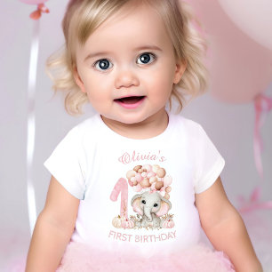 T-shirt Pour Bébé Premier Anniversaire Éléphant Mignon Fille Automne