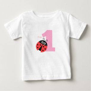 T-shirt Pour Bébé Premier anniversaire, j'ai un an, coccinelle migno