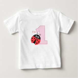 T-shirt Pour Bébé Premier anniversaire, j'ai un an, jolie coccinelle