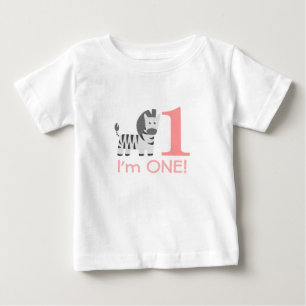 T-shirt Pour Bébé Premier anniversaire, j'ai un an, zèbre mignon