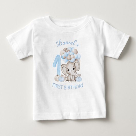 T-shirt Pour Bébé Premier anniversaire mignon éléphant automne garço (Devant)