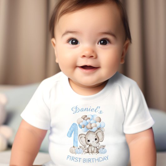 T-shirt Pour Bébé Premier anniversaire mignon éléphant automne garço