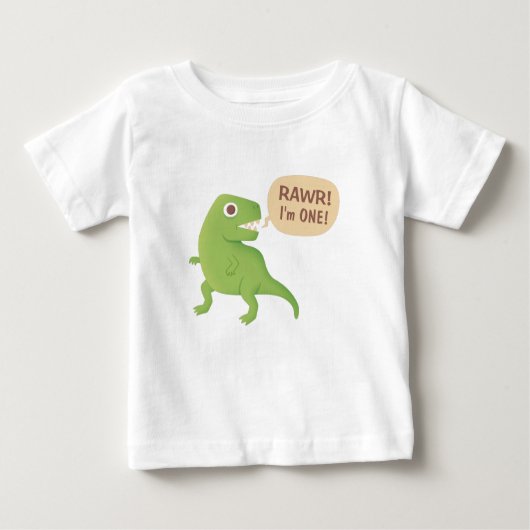 T-shirt Pour Bébé Premier anniversaire, Rawr ! J'ai 1 an, mignonne D (Devant)