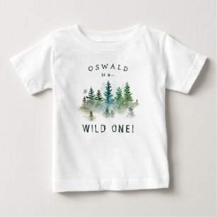 T-shirt Pour Bébé Premier anniversaire Wild One aquarelle forestière