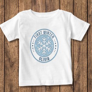 T-shirt Pour Bébé Premier bébé d'hiver Flocon de neige