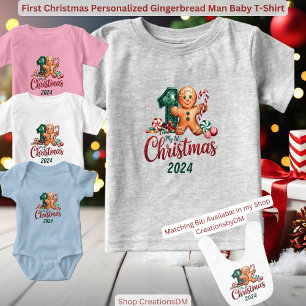 T-shirt Pour Bébé Premier bonhomme en pain d'épice personnalisé de N