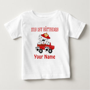 T-shirt Pour Bébé Premier camion de pompiers d'anniversaire
