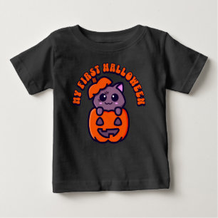 T-shirt Pour Bébé Premier chat Zombie Halloween