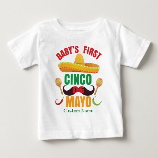 T-shirt Pour Bébé Premier Cinco de Mayo de bébé personnalisé (Devant)