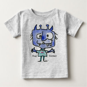 T-shirt Pour Bébé Premier contact : Alien bleu #22