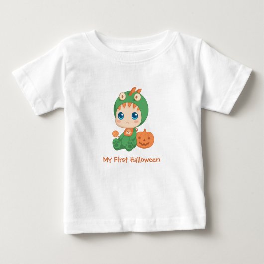 T-shirt Pour Bébé Premier Costume Dinosaure Halloween mignon bébé Dr (Devant)