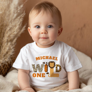 T-shirt Pour Bébé PREMIER FÊTE Sauvage Safari avec nom