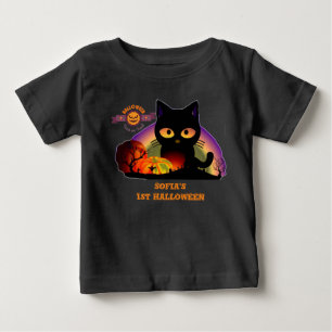 T-shirt Pour Bébé Premier Halloween Chat Noir Enfant