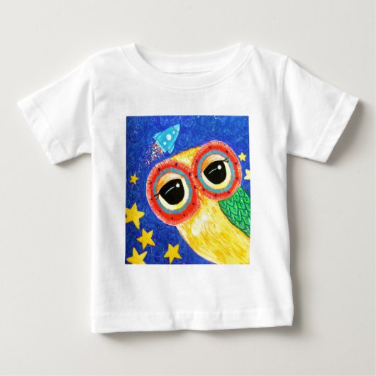T-shirt Pour Bébé Premier hibou dans l'espace (Devant)