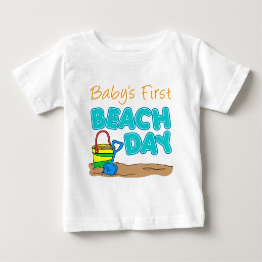 T-shirt Pour Bébé Premier jour de la plage du bébé (Devant)