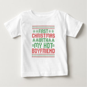 T-shirt Pour Bébé Premier Noël avec mon Hot BoyFriend Sweend