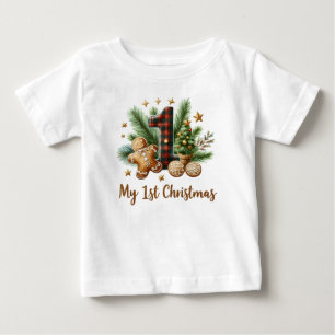 T-shirt Pour Bébé Premier Noël de bébé festif