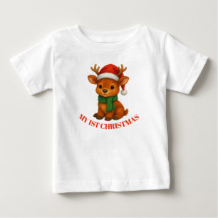 T-shirt Pour Bébé Premier Noël de bébé renne
