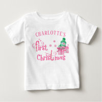 Premier Noël de bébé Rose Bonhomme de neige et flo