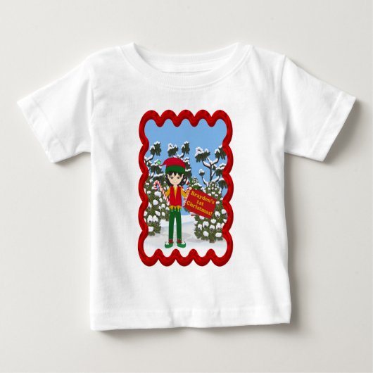 T-shirt Pour Bébé Premier Noël de Brayden (Devant)