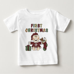 T-shirt Pour Bébé Premier Noël de fille Vacances de Noël