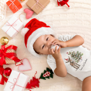 T-shirt Pour Bébé Premier Noël de l'ânon mignon, personnalisé