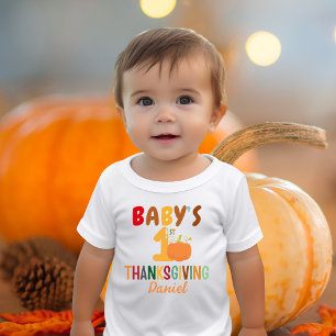 T-shirt Pour Bébé Premier nom de pumpkin de Thanksgiving drôle pour