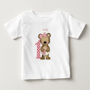 T-shirt Pour Bébé Premier ours de nounours de fille d'anniversaire