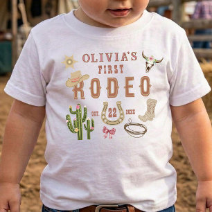 T-shirt Pour Bébé Premier Rodéo Cowgirl Western 1er Anniversaire