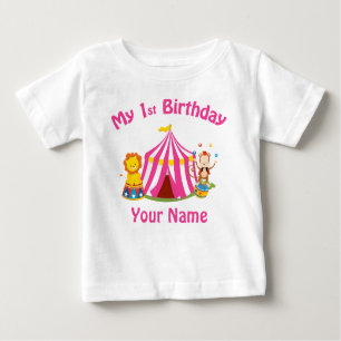 T-shirt Pour Bébé Premier rose de cirque de l'anniversaire du bébé