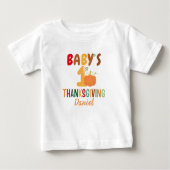 T-shirt Pour Bébé Premier Thanksgiving Citrouille Nom Drôle Enfants (Devant)