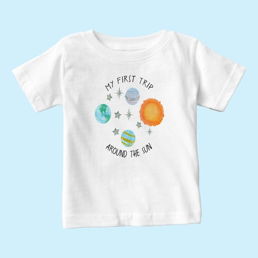 T-shirt Pour Bébé Premier Voyage Autour Des Planètes D'Anniversaire