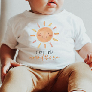 T-shirt Pour Bébé Premier Voyage Autour Du Soleil 1Er Anniversaire