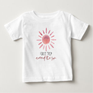 T-shirt Pour Bébé Premier Voyage Rose Autour Du Soleil Premier Anniv