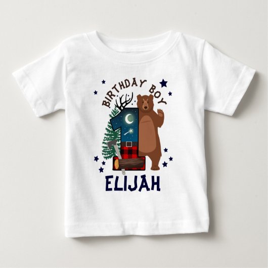 T-shirt Pour Bébé Première bûcheron d'anniversaire | Bois (Devant)