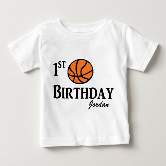 T-shirt Pour Bébé Première chemise d'anniversaire de basket-ball (Devant)