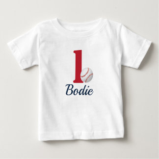T-shirt Pour Bébé Première chemise de baseball avec numéro un- rouge