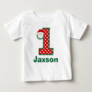 T-shirt Pour Bébé Première chemise de Père Noël d'anniversaire de