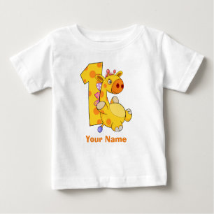 T-shirt Pour Bébé Première coutume d'anniversaire de girafe