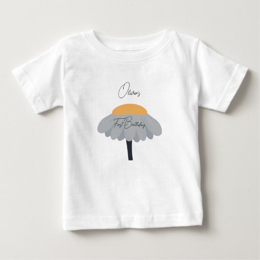 T-shirt Pour Bébé Première fête d'anniversaire Camomille Fleur Paste (Devant)