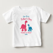T-shirt Pour Bébé Première Fête des pères personnalisée Cute Dinosau (Devant)