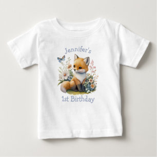 T-shirt Pour Bébé Première Forêt de renard PERSONNALISÉ