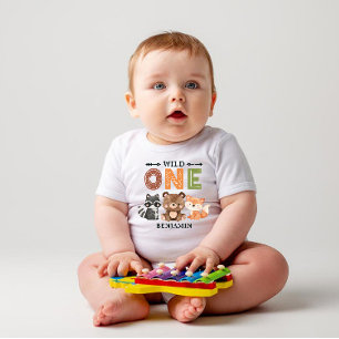 T-shirt Pour Bébé Première Forêt WILD ONE personnalisée Anniversa