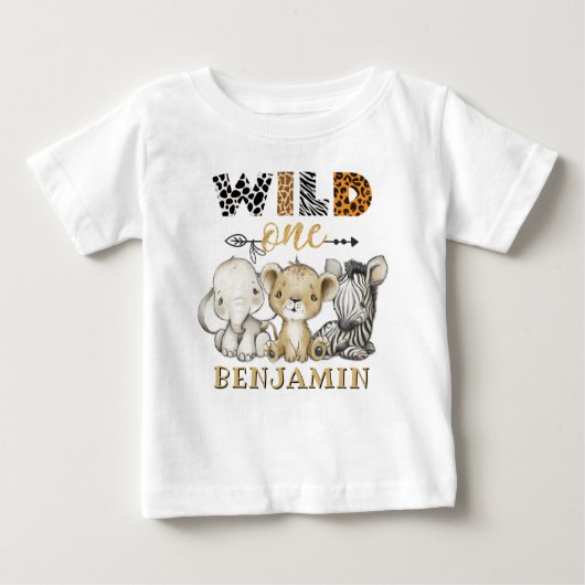 T-shirt Pour Bébé Première journée d'anniversaire d'une Jungle perso (Devant)